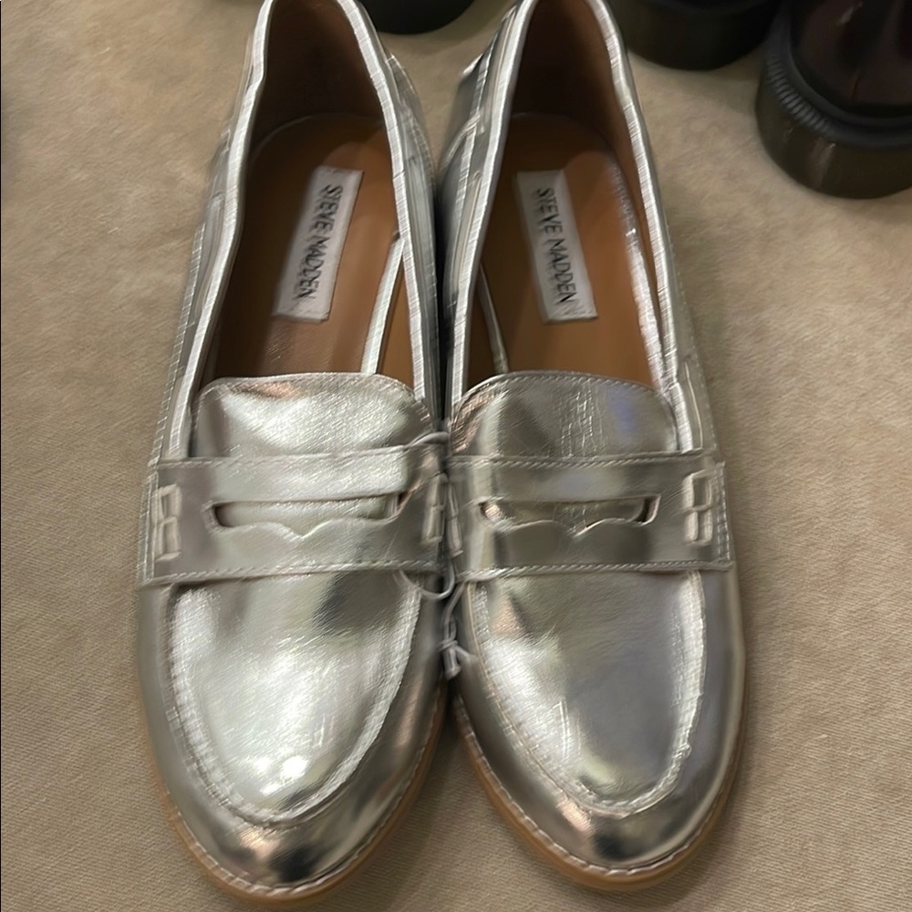 Steve Madden Silver Loafers